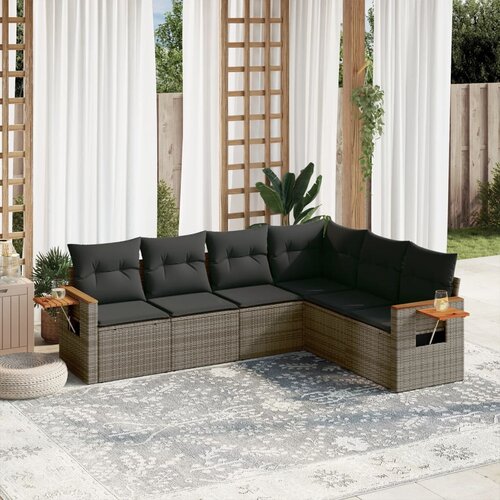 vidaXL 6-dijelni set vrtnih sofa od poliratana s jastucima sivi Cijene