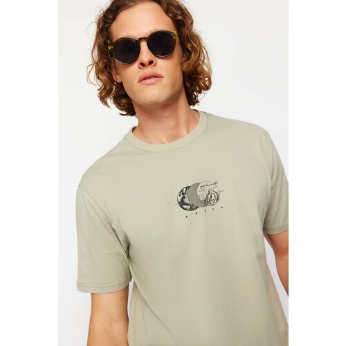 Trendyol Mint Men's Relaxed Fit Printed 100% Cotton T-Shirt Cene