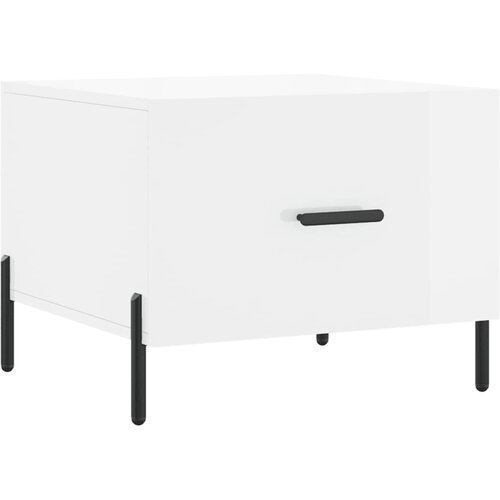 Maison Chic Klubska mizica - kavna mizica - Nizka mizica visok sijaj bela 50x50x40 cm inženirski les, (21753267) Slike