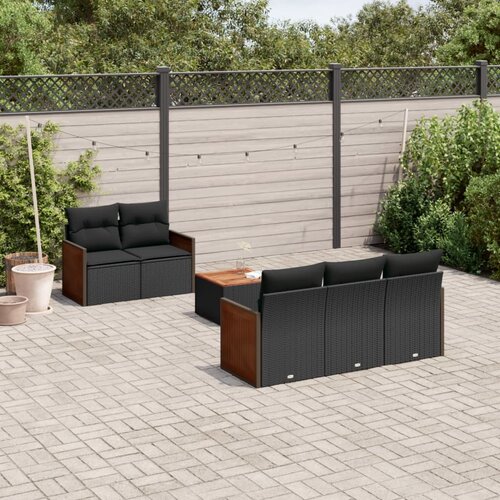  6-dijelni set vrtnih sofa s jastucima crni od poliratana Cijene