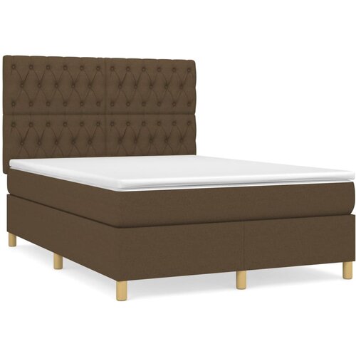 Maison Chic Box spring postelja - Vzmetna postelja z vzmetnico temno rjava 140x200 cm blago SL8381, (21901274) Cene