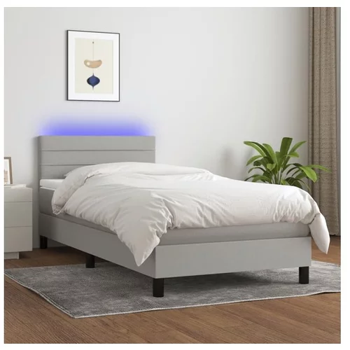 vidaXL Box spring postelja z vzmetnico LED svetlo siva 80x20
