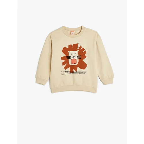 Koton Lion Sweatshirt Long Sleeve Crew Neck Raised Cotton