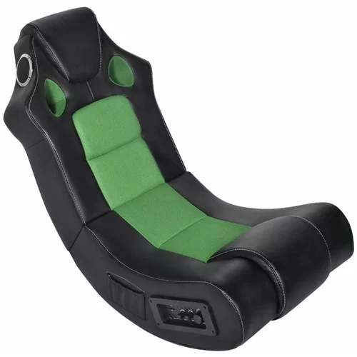  Crno-zelena stolica za ljuljanje od umjetne kože s audio sustavom