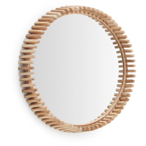 Kave Home Zidno ogledalo s okvirom od masivnog drveta ø 60 cm Polke – Cene
