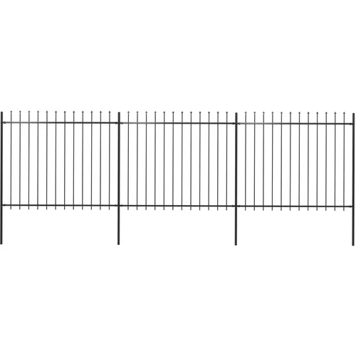 vidaXL vrtna ograda s ukrasnim kopljima čelična 5,1 x 1,5 m crna