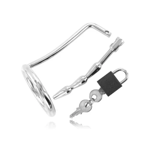 Metal Hard CHASTITY COCK RING URETRAL