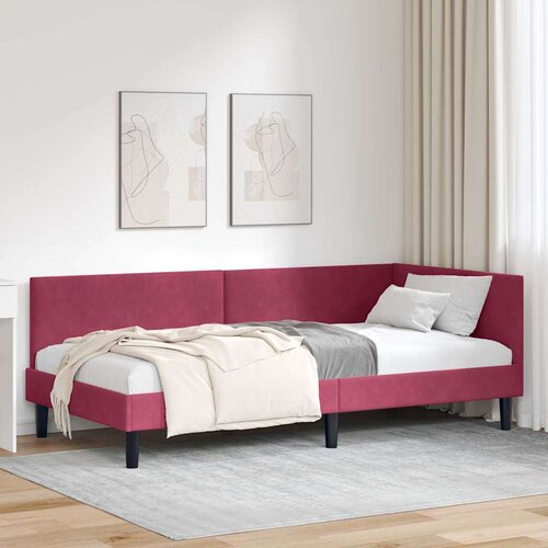  Kutni okvir kreveta Vinska crvena 90 cm x 200 cm Baršun Cene
