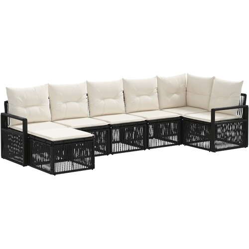 vidaXL Vrtna sedežna garnitura 7 pcs Črna poli ratan, (5000270269) Cene