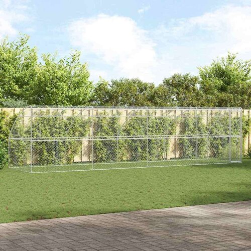  Kućica za pse s pohranom 4 pcs Srebrno 8 x 2 x 2 m Čelik Cijene