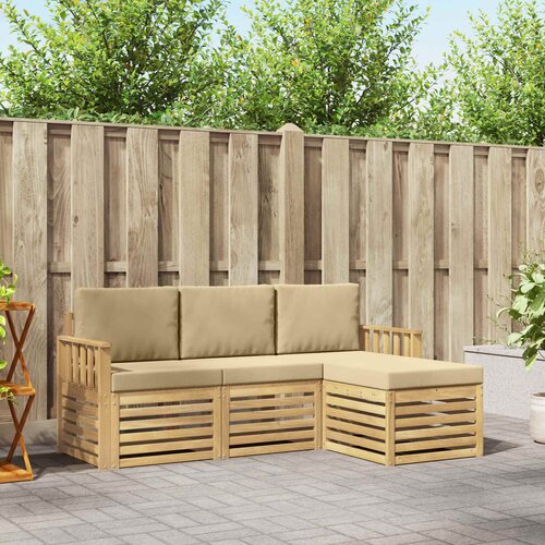  Set vanjskih sofa 4 pcs Bijela i bež 189,5 x 122,5 x 73 cm Cene