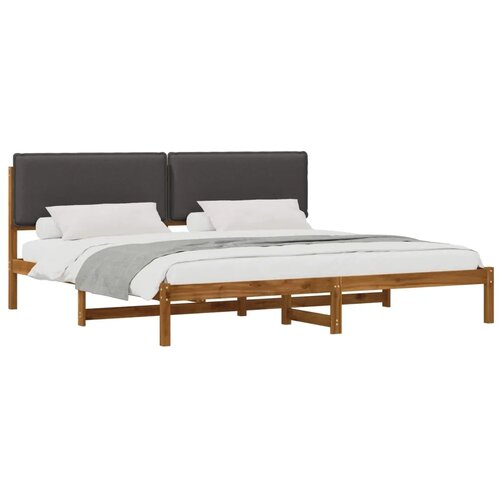  Krevetni okvir s tapiciranim uzglavljem Prirodna i tamnosiva - Prirodna i tamnosiva 180 x 200 cm Slike