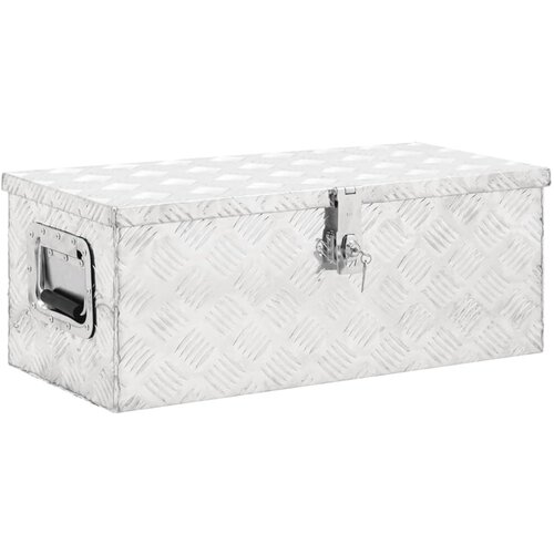 vidaXL Kutija za pohranu srebrna 70 x 31 x 27 cm aluminijska Cijene