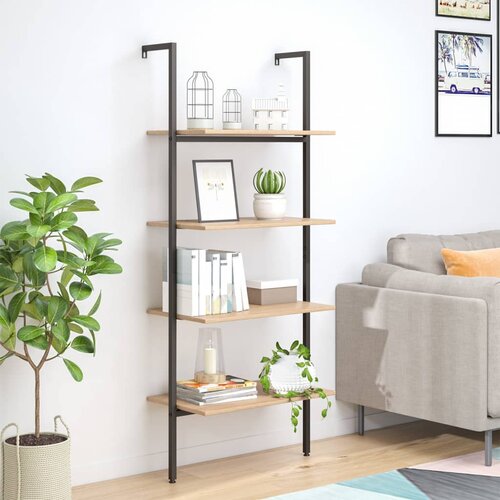 vidaXL Naslanjajuća polica s 4 razine svjetlosmeđa-crna 64x35x152,5 cm Cene