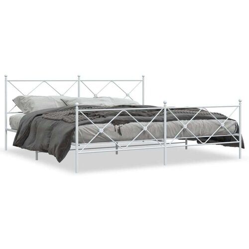 Metalni okvir kreveta uzglavlje i podnožje bijeli 193x203 cm Cijene