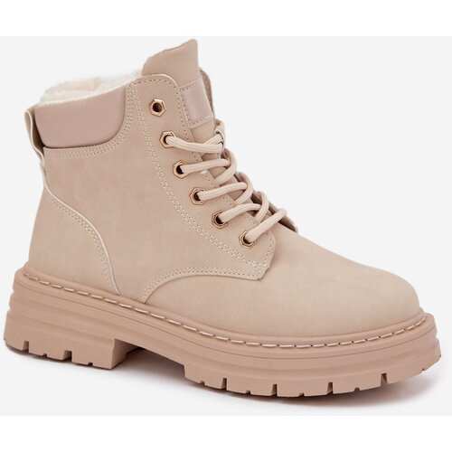 Boto Ladies insulated boots with fur and zipper light beige Tharika Cene