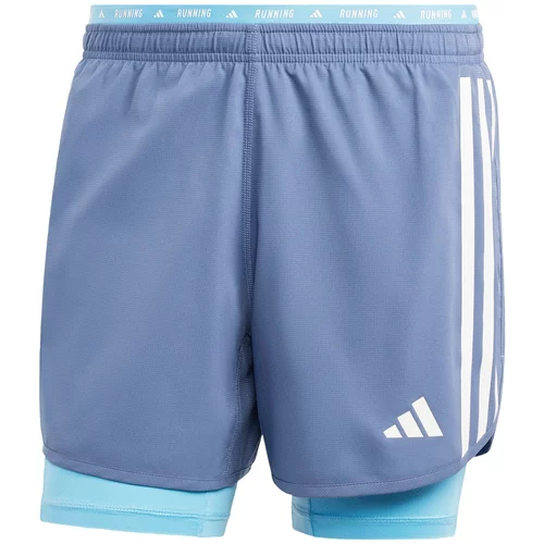 Adidas Športne hlače 'Own the Run' voda / golobje modra / bela