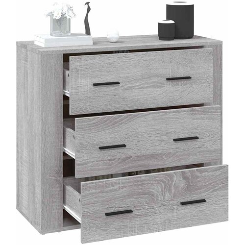  Komoda sivog hrasta sonome 80x33x70 cm od konstruiranog drva Siva Slike