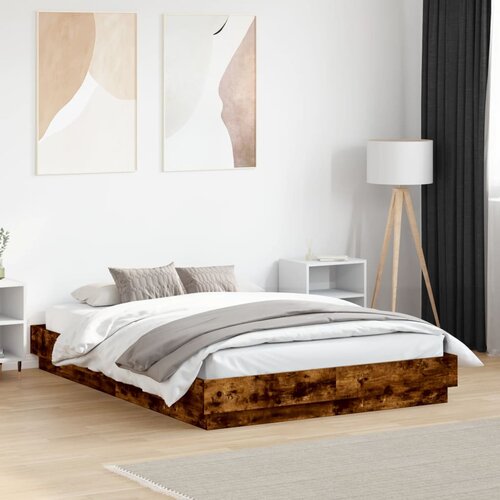 Furnova Posteljni okvir z LED diodami dimljeni hrast 140x190 cm, (21935305) Slike