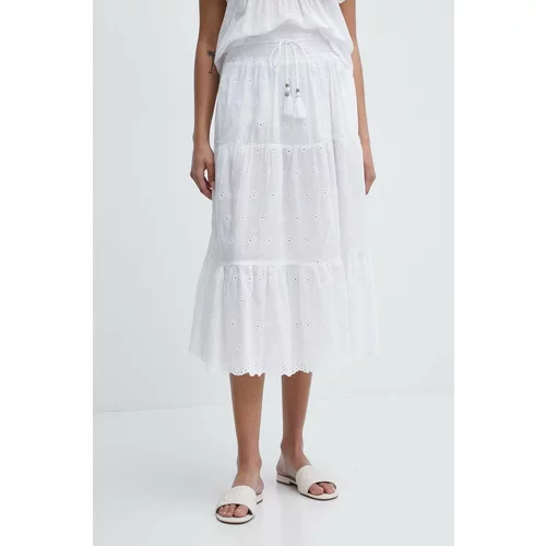 PepeJeans Pamučna suknja DARLING boja: bijela, maxi, širi se prema dolje, PL901122
