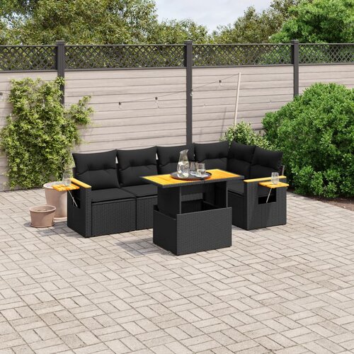 vidaXL 6-dijelni set vrtnih sofa s jastucima crni od poliratana Cijene
