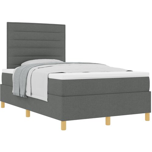 VidaXL Bed s opružnim okvirom i madracem Tamnosiva 120x200 cm Tkanina Slike