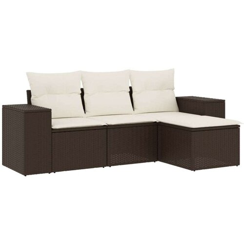 VidaXL 4-dijelni set vrtnih sofa od poliratana s jastucima smeđi Slike