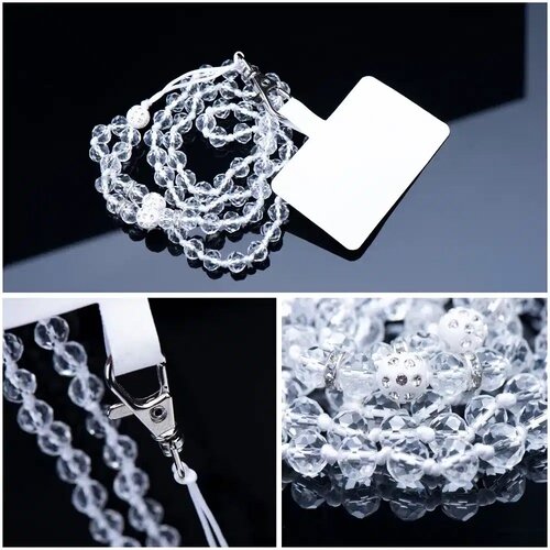  Privjesak za telefon CRYSTAL DIAMOND / dužina kabla 74cm (37cm u omči) / oko vrata bijeli Slike