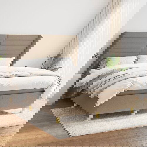 The Living Store Box spring postelja z vzmetnico taupe 140x200 cm blago - Box Spring Postelja, (21513973) Cene