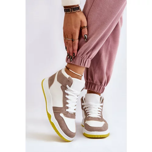Kesi High Ladies Sports Shoes Sneakers White and Beige Rumour