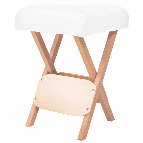 vidaXL Zložljiv masažni stolček z 12 cm debelim sedežem bel