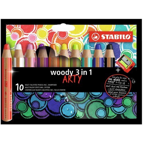 Stabilo Arty Woody svinčnik s kredo 3v1, mešana barva, 10 kos Cene