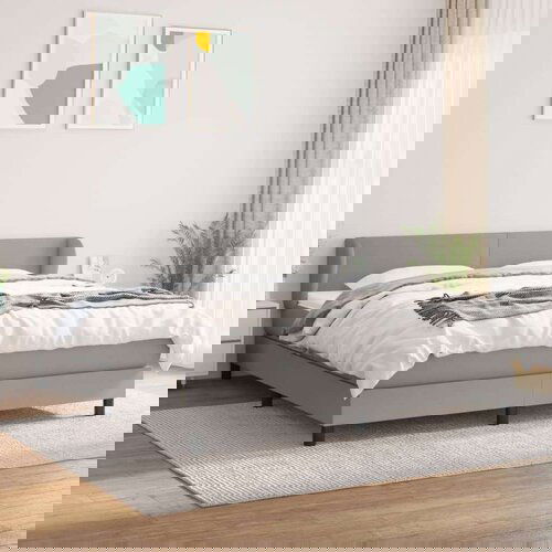  Box spring postelja z vzmetnico svetlo siva 180x200 cm blago, (20790594) Slike