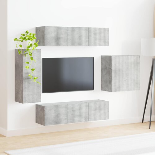  Set zidnog ormarića za TV Zidne 6 pcs Betonski sivi Slike