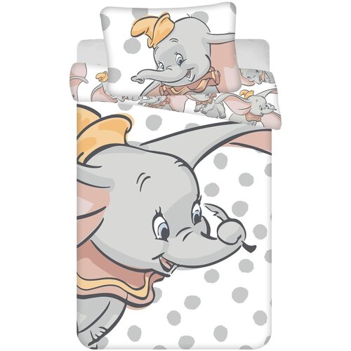 Jerry Fabrics Bijela/siva pamučna dječja posteljina za dječji krevetić 100x135 cm Dumbo "Dots" – Cijene