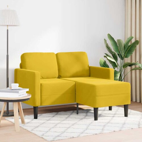 SOFA 2-sjed s ležaljkom u obliku slova L žuti 125 cm baršun Cene