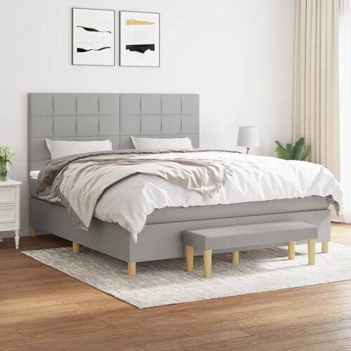 The Living Store Box spring postelja z vzmetnico svetlo siva 180x200 cm blago - Box Spring Postelja, (21503448) Slike