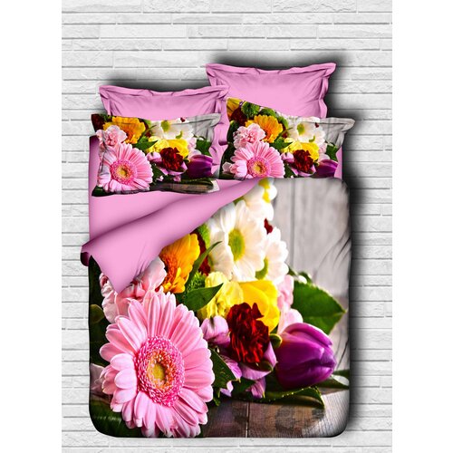  143 pinkyellowpurplewhite double quilt cover set Cene