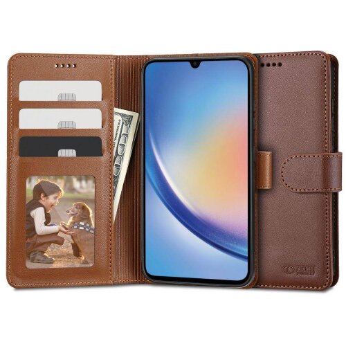 Onasi Wallet denarnica usnjena preklopna torbica Samsung Galaxy A54 - rjava Cene