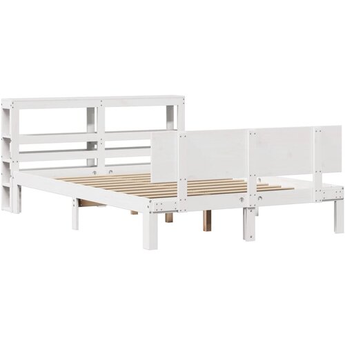 VidaXL Okvir za krevet s uzglavljem bijeli 150 x 200 cm borovina Slike