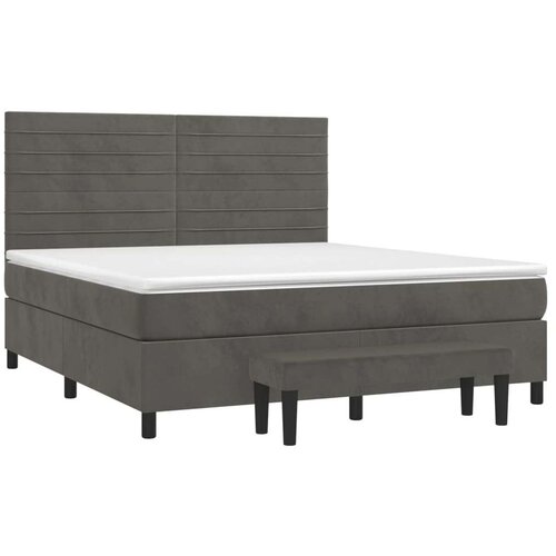 vidaXL Box spring postelja z vzmetnico temno siva 180x200 cm žamet Cene
