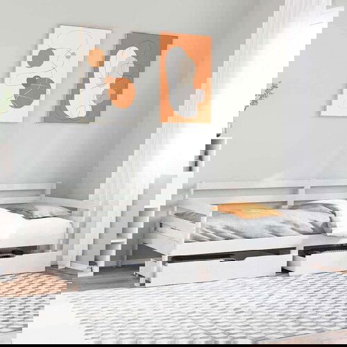 VidaXL Dnevni krevet s ladicama bez madraca 90x200 cm masivno drvo Slike