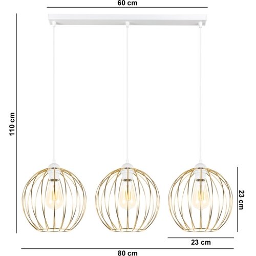  Luster na sajli MATT 3xE27/60W/230V bela/zlatna Slike