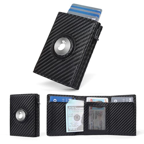 INF Tanka usnjena denarnica Airtag za moške z RFID zaščito Black, (22068496) Cene