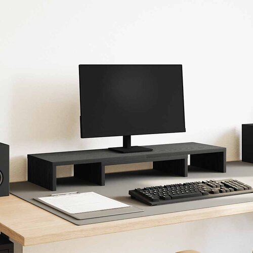 VidaXL Stojalo za monitor nastavljivo črna hrast 80x24x10,5 cm Slike