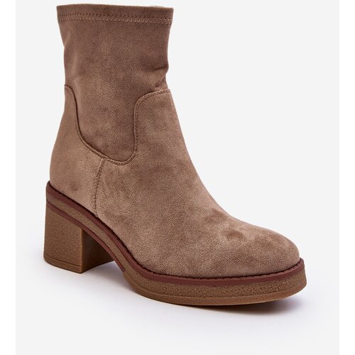 Boto Women's Ankle Boots with Block Heel Beige Argastis Cene