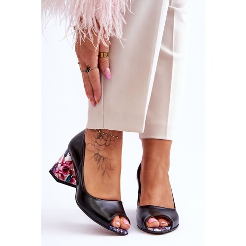 Lewski Shoes Leather Pumps With A Decorative Heel Leski Shoes Slike