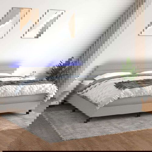  Box spring postelja z vzmetnico LED sv. siva 180x200 cm blago, (20937042) Slike