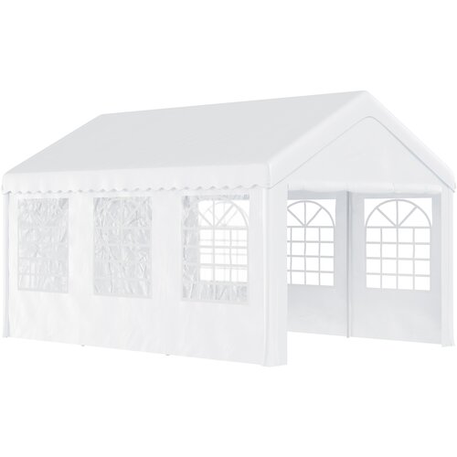 Outsunny Zunanji zunanji gazebo poročni party šotor beli jekleni okvir (6m x 4m x2,8m), (20752920) Cene