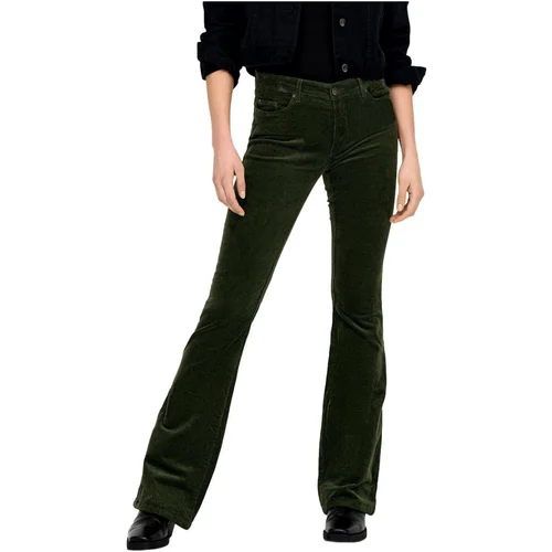 Only Hlače PANTALON MUJER CAMPANA PANA 15166228 Zelena